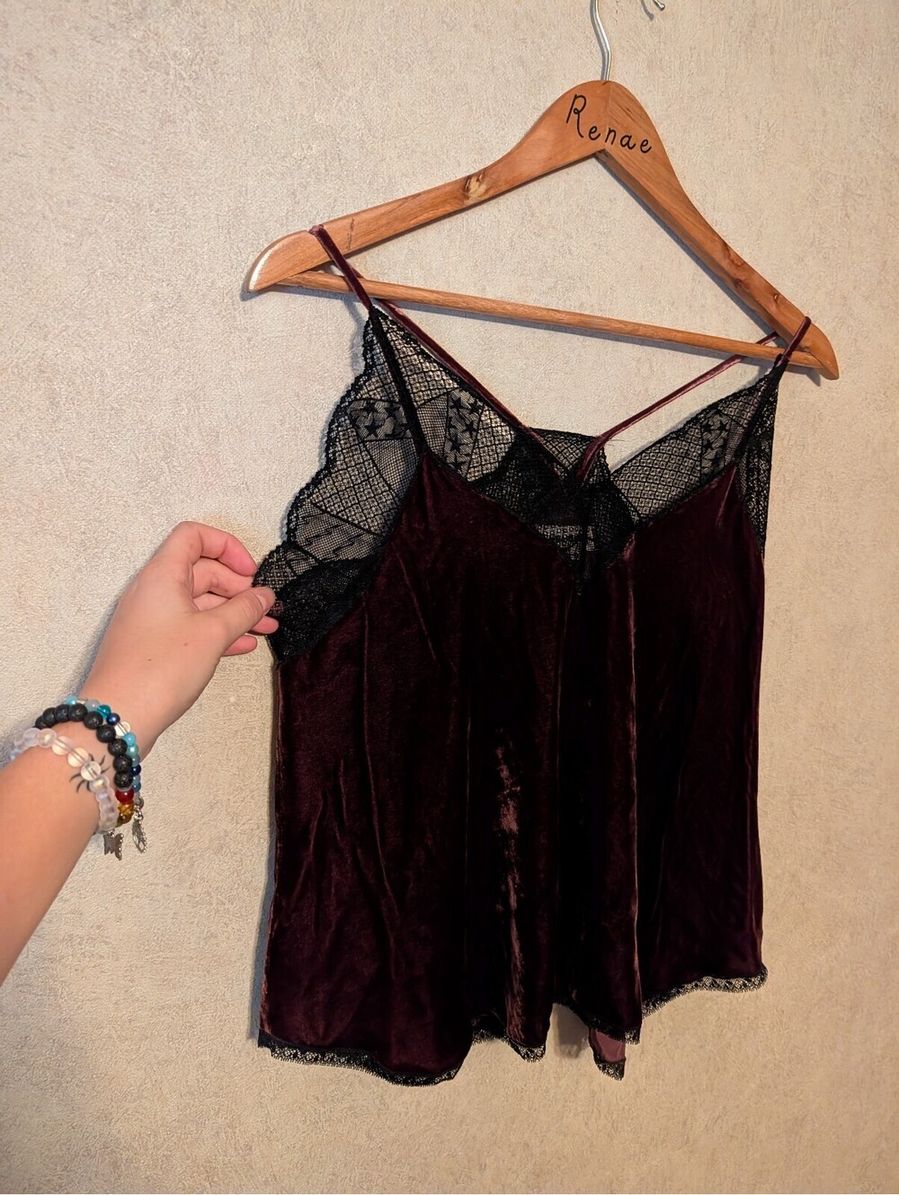 ZADIG & VOLTAIRE brown velvet lace trip tank top sz S - Picture 4 of 7